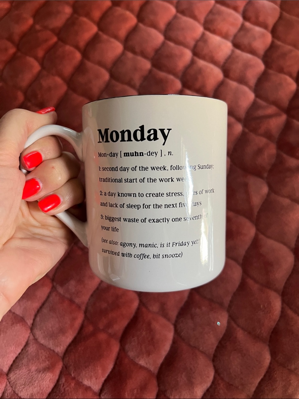 NWOT. “Monday” coffee cups